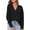 Black, variant on Women's Lapel Collar V Neck Long Sleeve Ribbed Knit Comfy Loose Casual Pullover Sweater Fit Drop Shoulder Pullover Slouchy Ribbed Knit Tops