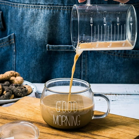 

Popvcly Kitchen Decoration Drinkware Heat-resistant Milk Cup With Handle Breakfast Cup Cereal Cup Glass Water Cup White Letters