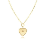 Jewelry Atelier Gold Filled Heart Necklaces  14K Yellow Gold Filled Hearth Pendant with Solid Clip Chain for Women (Different Sizes and Styles with Extension/Adjustable Chain)