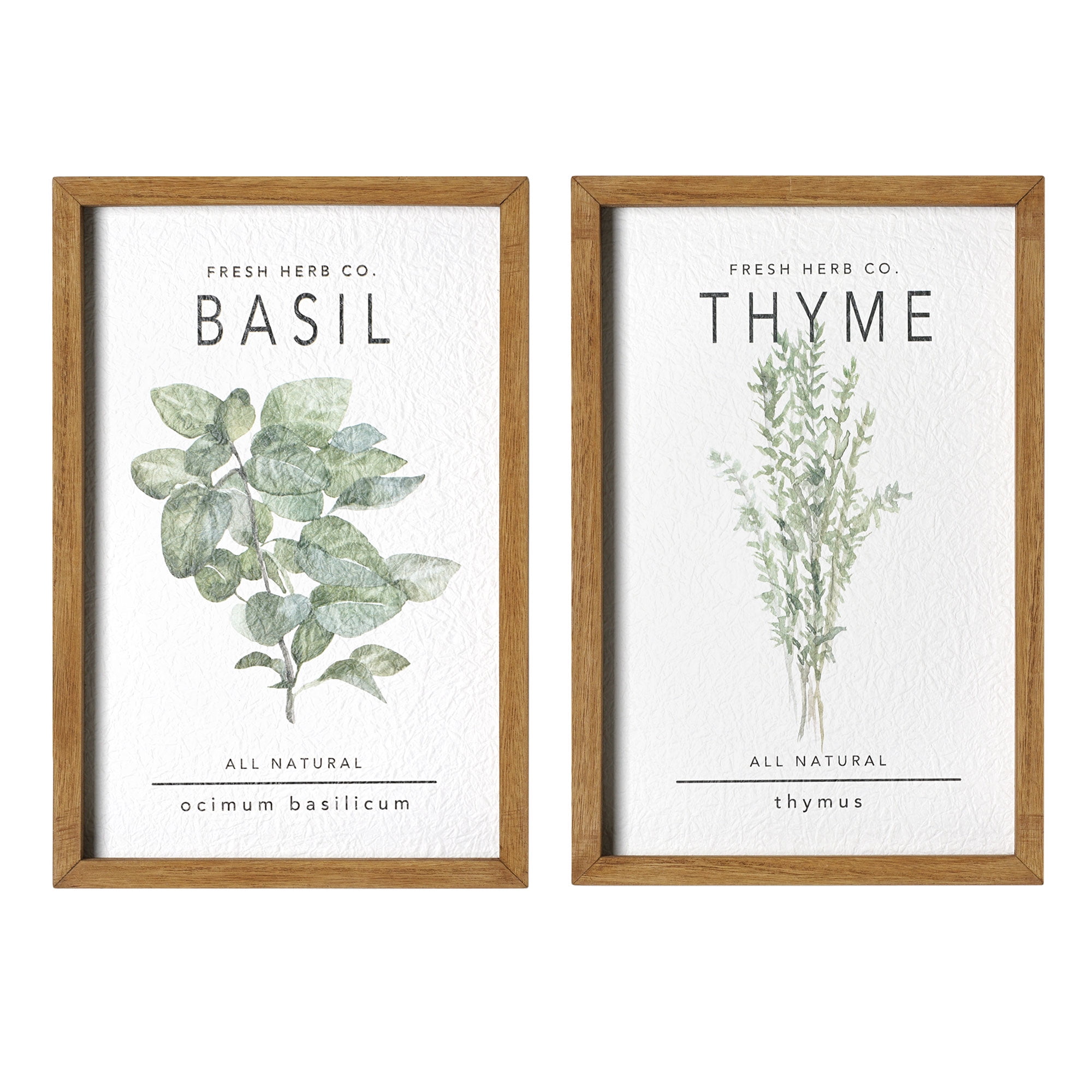 Crystal Art Gallery Basil and Thyme Framed Wall Art Print Size 12" x 8" by Heather Myers Set of 2