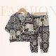 thumbnail image 3 of Conjunto de pijamas de seda para niños, traje de aire acondicionado de algodón Artificial de verano, ropa de hogar de seda de algodón para niños, conjunto de dos piezas para niños Cl, 3 of 5