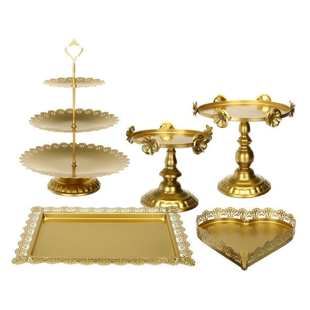 5pcs Set Serving Platter Cake Stand Appetizers Pastry Trays White