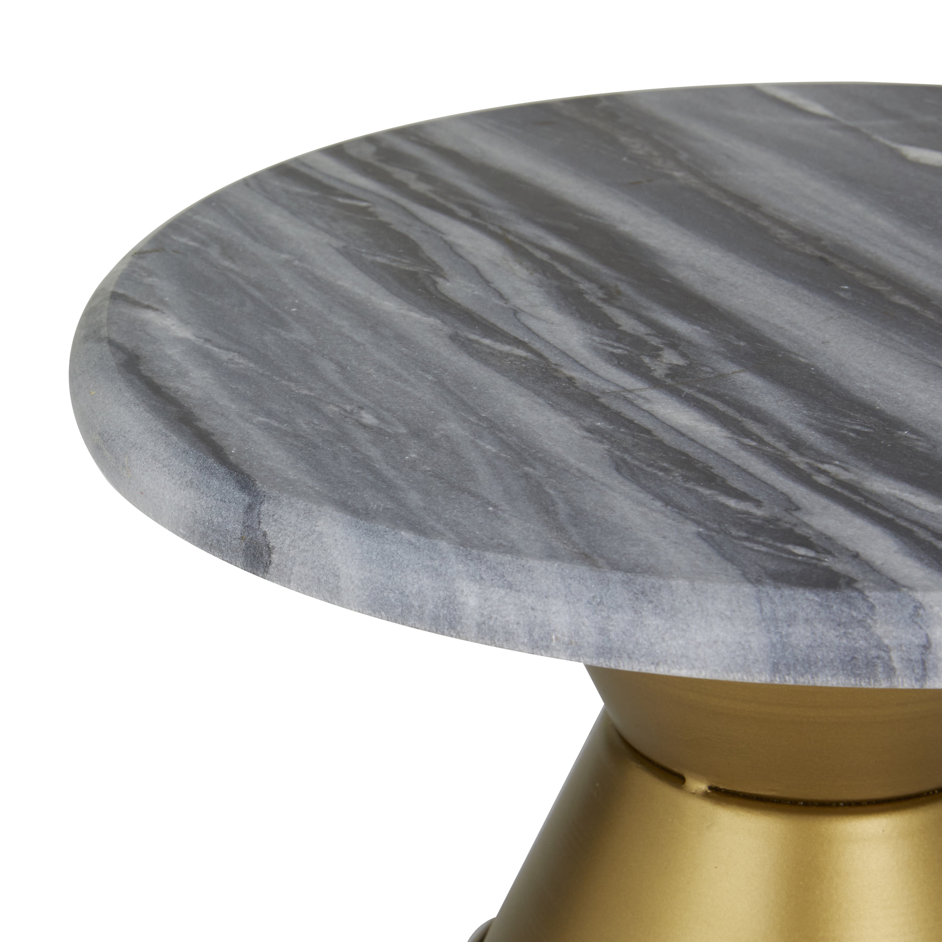 CosmoLiving by Cosmopolitan 12" x 6" Gray Ceramic Cake Stand with Gold Base, 1-Piece