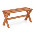 thumbnail image 3 of 36" Teak Oil Hardwood Backless Garden Bench, 660 LBS Load Capacity 2-Person Outdoor Bench, 3 of 10