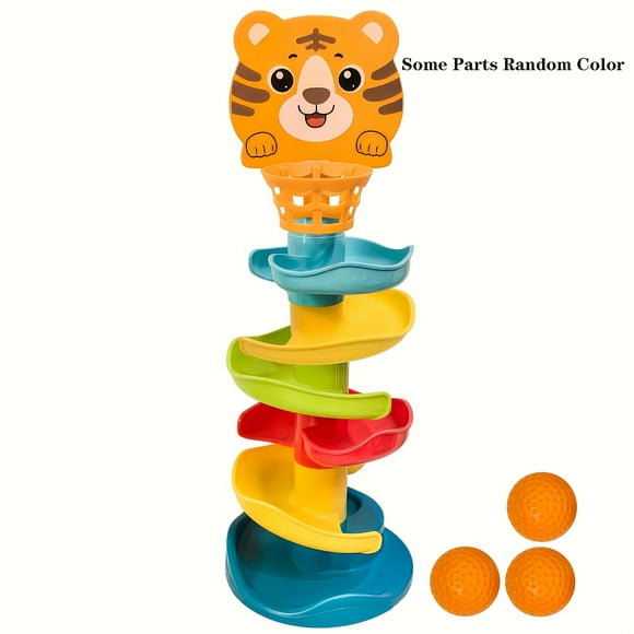 CNKOO Interactive Ball Tower Educational Toy with Rolling Balls & Drop Mechanism - Sturdy ABS Plastic Construction Multicolor Tower with Animal-Shaped Topper - Develops Motor Skills Han