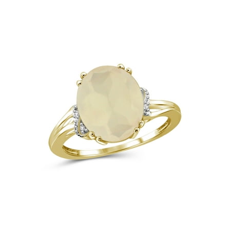 - JewelersClub 4-1/4 Carat T.G.W. Moonstone and White Diamond Accent 14kt Gold over Silver Ring