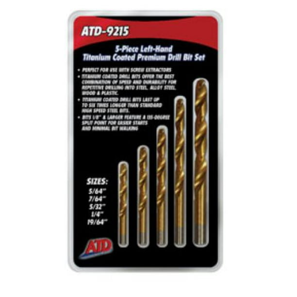 ATD Tools LeftHanded Titanium Coated HSS Drill Bit Set 5 Piece 9215