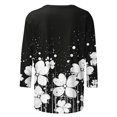 thumbnail image 4 of Staron Hauts d'Été pour Femmes Tendance en Liquidation à Moins de 5$ Tunique à Manches 3/4 Col Rond Imprimé Floral Décontracté T-Shirts Basiques, 4 of 5