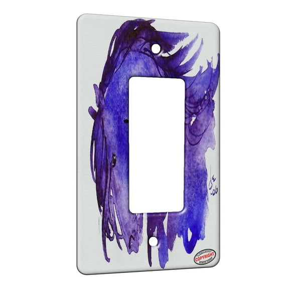 KuzmarK™ 1 Gang Rocker Wall Plate - Andalusian in Purple and Blue Abstract Horse Art by Denise Every