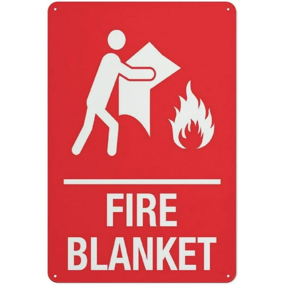 Fire Blanket Symbol Sign 12 X 8 Inches Aluminum Sign Reflective - Uv Protected, Waterproof, Weatherproof And Fade Resistant - 4Pre-Drilled Holes