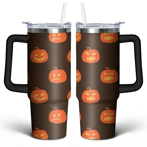 Gothic Style Halloween Tumbler 30oz - Witch Skeleton Spider Web - BPA-Free Insulated Cup with Handle & Straw