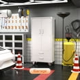 thumbnail image 4 of Supeer Lockable Rolling Metal Storage Cabinet with 2 Drawers and 2 Doors, White, 72 inches, 4 of 8