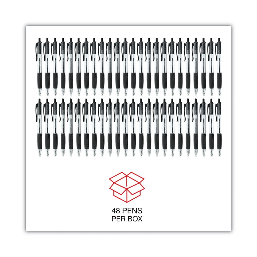 Medium 1 mm Black  Comfort Grip Retractable Ballpoint Pens (48/Pack)
