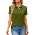 thumbnail image 5 of Nestiefly Women's Polo Shirts Short Sleeve Button Down Collared Shirts Business Casual Tops Athletic Tennis Golf Blouses Army Green XL, 5 of 5