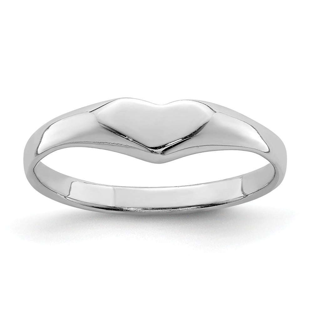 Sterling Silver RH Plated Child's Polished Heart Ring