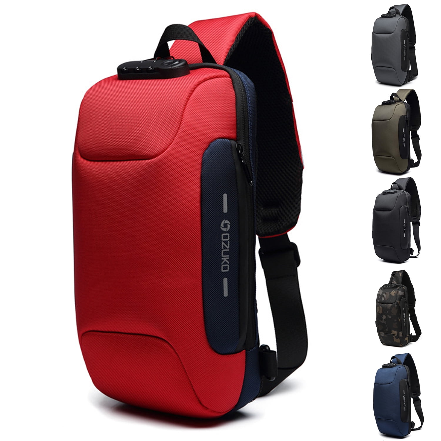 Men's Waterproof Oxford Crossbody Bag USB Shoulder Messenger Bag Anti