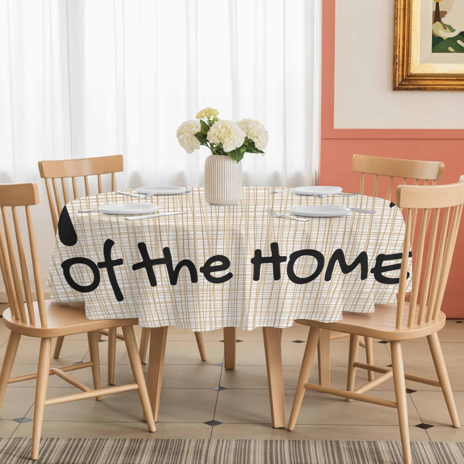 Round Tablecloth Vintage Waterproof Oil Proof Polyester Table Cloth Cover Decor for Home Dining Outdoor,Patio,Parties, 54" Dia. The Kitchen in The Heart of The Home Black Tan Brown