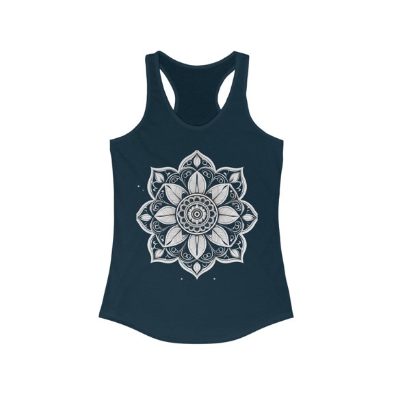 Racerback Tank Top for Women with Intricate Mandala Print - 4 Color Options