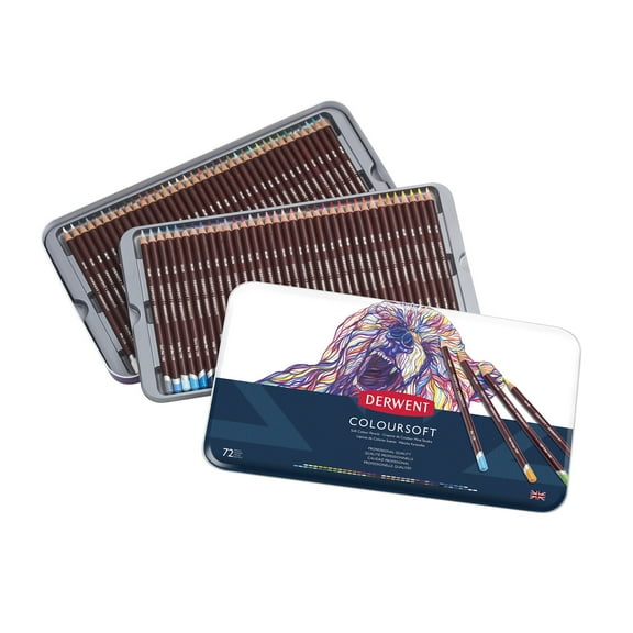 Derwent Coloursoft Pencil Set, 72-Pencil Tin Set