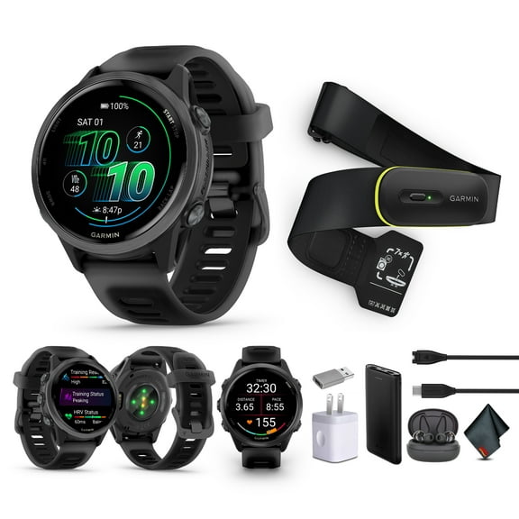 Garmin Forerunner 570 Running Smartwatch, 42MM WiFi, GPS Fitness Smart Watch For Men And Women, Slate Gray Aluminum with Translucent Black/Black Band​​   Access 600 Fitness Monitor, M-XL​   More