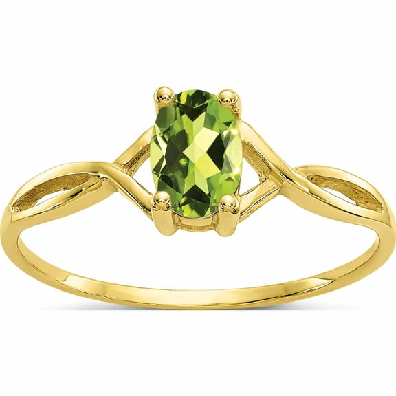 10K Yellow Gold Polished Geniune Peridot Birthstone Ring (Size 7) Made In India 10xbr233