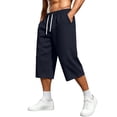 thumbnail image 2 of QSXADF Men's Capris Elastic Waist Drawstring Shorts Drawstring Pocket Sweatpants Elastic Waist 3/4 Length Gym Joggers Athletic Daily Mens Casual Trousers, 2 of 6