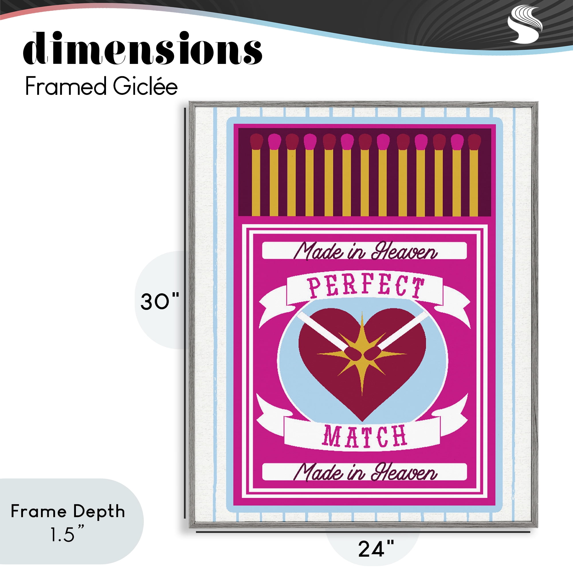 Stupell Industries Perfect Match Made In Heaven Gray Framed Giclee Art, design by Lil' Rue