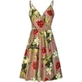 thumbnail image 1 of Robe d'Été Décontractée à Bretelles Spaghetti Florale à Col en V pour Femmes avec Poche Kaki P, 1 of 4