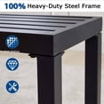 Black Metal Backless Outdoor Bench for Patio, Garden, Porch, and ...
