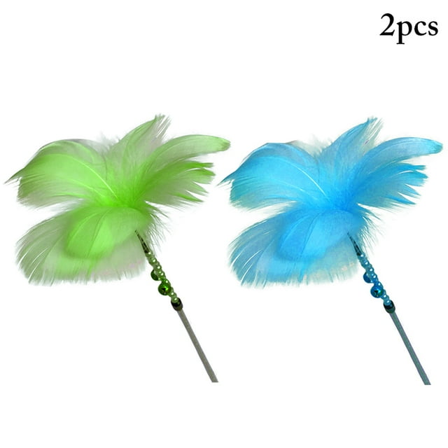 2PCS Cat Feather Teaser Interactive Belle Chat Jouet Interactif Chat Teaser Baguette