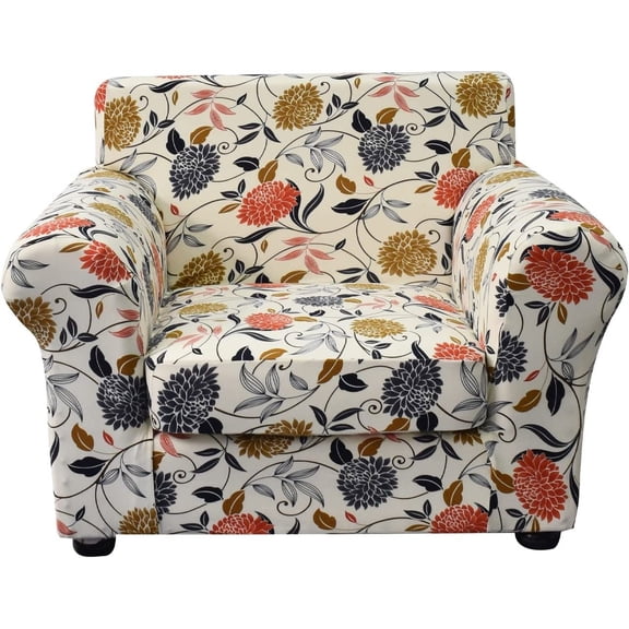2 Piece Chair Covers Printed Sofa Covers Couch Covers Washable Armchair Sofa Couch Slipcover Furniture Protector with Elastic Bottom for Living Room (Armchair, 01), Small