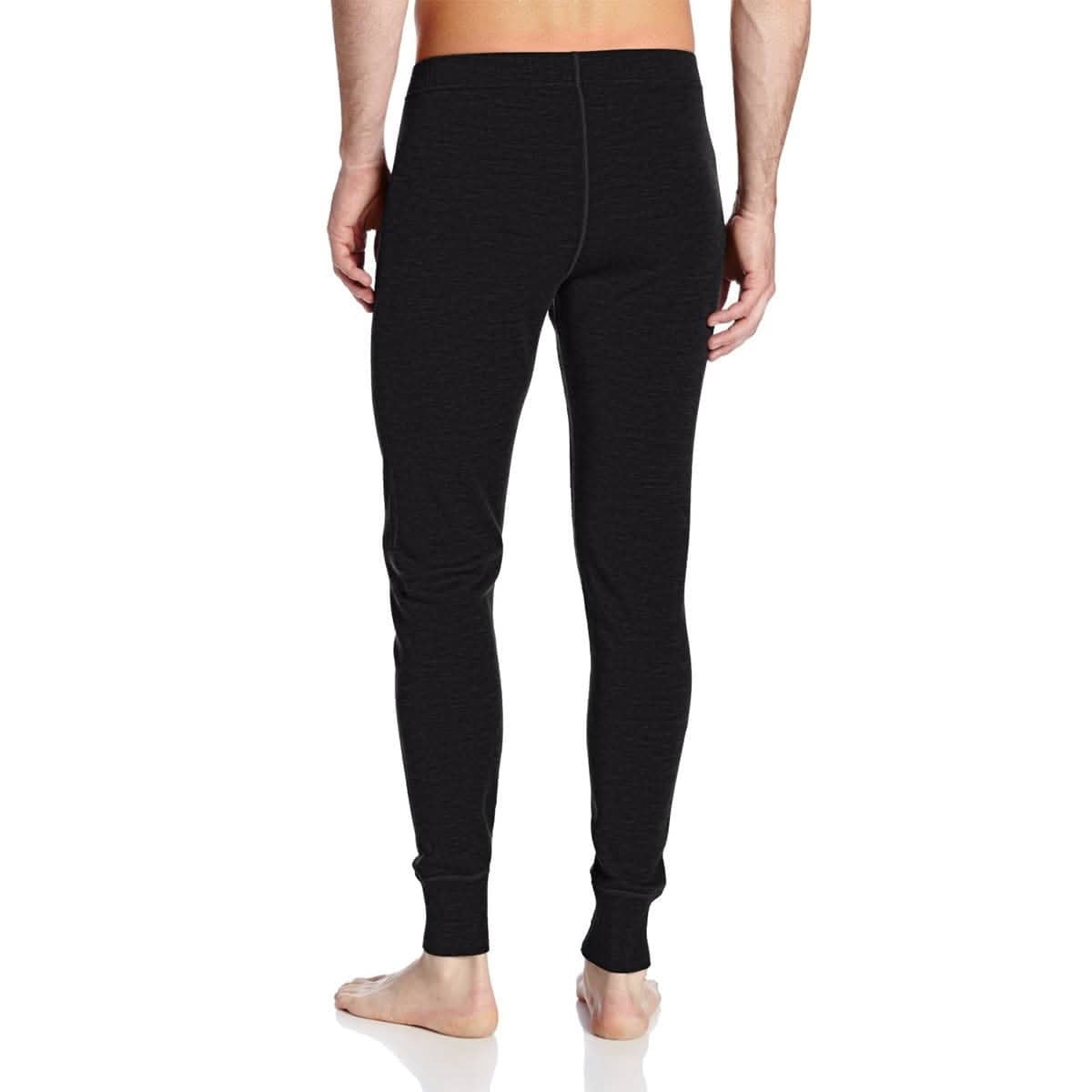 Men's Merino Wool Midweight Base Layer Pants - Thermal Bottoms - Black - X-Large