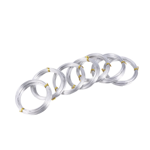 MasteelfCA 7 Rolls 1mm Colored Alumina Line For Manual DIY Motorcycle Shape Bonsai Craft Use(Silver Style, 10M for Each)