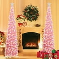 thumbnail image 2 of Árbol de Navidad SINTENILL desplegable de 6 pies con luces temporizadoras, oropel rosa, 2 of 9