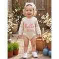 thumbnail image 4 of Cjfdfy Newborn Baby Girl Fall Outfit Hello Sis Embroidered Long Sleeve Waffle Knit Romper With Hairband Cute Baby Coming Home Fall Winter Clothes 0-18 Months, 4 of 9