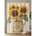 thumbnail image 4 of Fsddascl Sunflower Shower Curtain Set - 48" x 72" Washable Bathtub Curtain with 12 Hooks, Plaid Bow Vintage Farmhouse Floral Painting Waterproof Fabric Stall Shower Curtains for Bathroom/Bathtub, 4 of 6