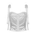 thumbnail image 4 of Women Lace Trim Satin Corset Top Sexy Lace Up Bandage Tanks Camis Vintage Fairycore Grunge Crop Bustier Top Streetwear, 4 of 8