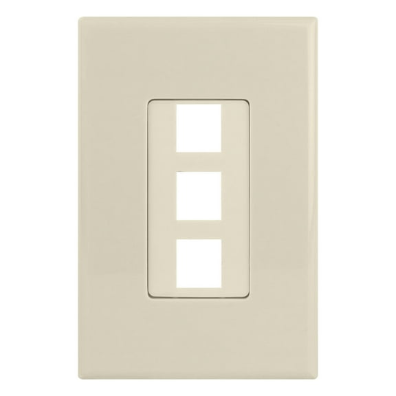 Construct Pro 3-Port Keystone Wall Plate with Screwless Face (Color: Ivory)