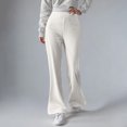 thumbnail image 2 of GA WEIHUA Reduced,Corduroy Flare Pants Women High Rise Bell Bottom Cotton Trousers Fall Business Casual Elastic Waist Pant Loose Trendy Wide Leg Trouser(White,XXL), 2 of 8