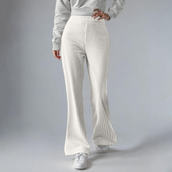 lmcalzta Womens Corduroy Pants Wide Leg High Waiste Comfy Summer Pants Outdoor Casual Trousers