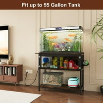 EasyPAG 40-55 Gallon Fish Tank Stand with Power Outlets, Heavy Duty Aquarium Stand with Cabinet Storage Fish Tank Accessories, Large Reptile Terrarium Tank Stand, Black/Vintage
