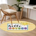 thumbnail image 5 of Yellow Striped 3ft Area Rug, Farmhouse Stripes Modern Abstract Art Washable Non-Slip Small Round Rugs for Entryway Bedroom Kitchen, Soft Circle Carpet for Dining Room, Playroom Nursery Rug, 5 of 9