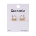 thumbnail image 5 of Scenario Women's Gold‑Tone Ribbed Texture Hoop Earrings, 5 of 5