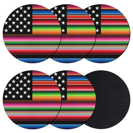 Abstract Colorful Stripes Coasters Set of 6 Absorbent Coasters for Drinks Independence Day USA Flag Stars Coaster for Desk Coffee Table Protection Home Decor House Warming Gifts 4
