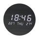 thumbnail image 1 of Reloj de pared digital de 7,5" con calendario y temperatura, pantalla LED grande de 12/24 h, sin batería Negro, 1 of 9