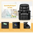 thumbnail image 6 of Costway Kids Youth Recliner Chair PU Leather w/Cup Holders & Side Pockets Black, 6 of 9