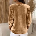 thumbnail image 4 of CIENVNSTG Women's Velvet Shirts Long Sleeve Crew Neck Loose Fit Solid Color Blouse Soft Cozy Texture Casual Trendy Tops for Daily Wear Spring Fall Indoor And Outdoor Daily Outfits Gold L, 4 of 4