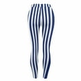 thumbnail image 5 of Womens Legging Pants Black White Striped Ankle Length Stretchy Soft Legging Pants Elastic High Waist Yoga Trousers (L, Dark Blue), 5 of 6
