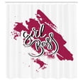 thumbnail image 3 of Ambesonne Girl Slogan Shower Curtain, Wording on Paint Stroke, 69"Wx70"L, Raspberry Black, 3 of 5