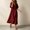 Wine, variant on Josdec Women's Wrap V-Neck Short Sleeve Linen Maxi Dress Button Detail with Side Pocket Solid Color Casual for Beach Vacation Wear S-XXL
